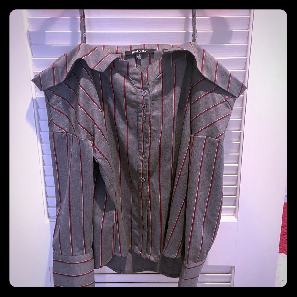 Off The Shoulder Button Down Shirt - image 2